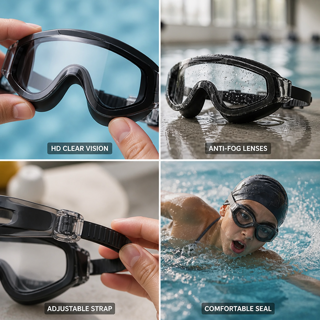 Swim Goggles HD Lenses Anti-Fog Silicone Strap