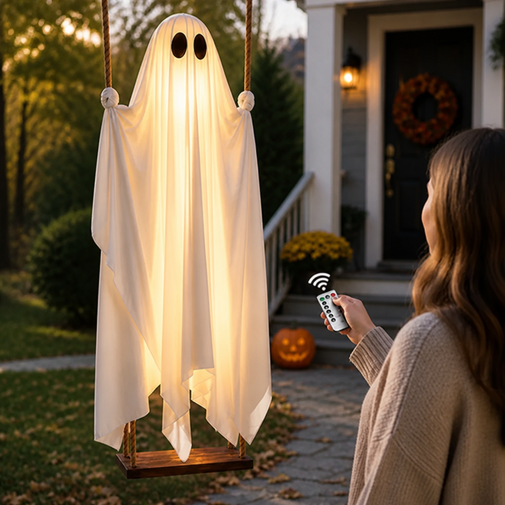 Swinging Ghost Decoration Remote-Controlled Battery-Powered Adjustable Swing
