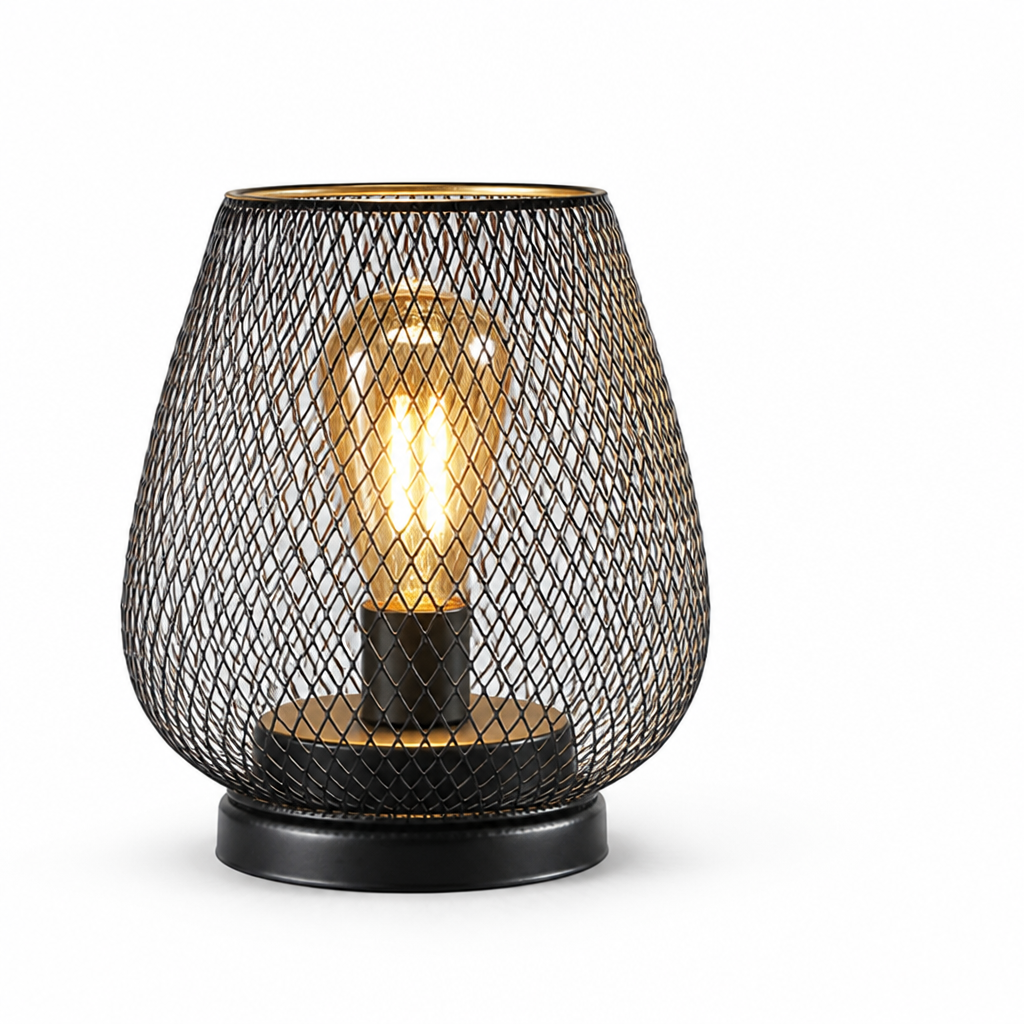 Table Lamp Battery-Powered Warm LED Metal Mesh