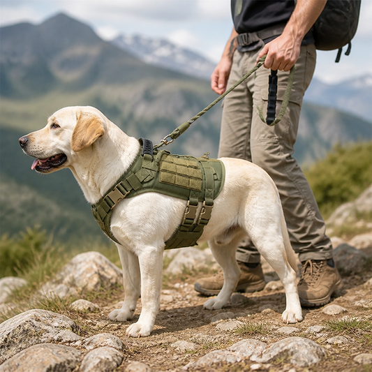 Tactical Dog Harness With Chest Panel And Adjustable Straps