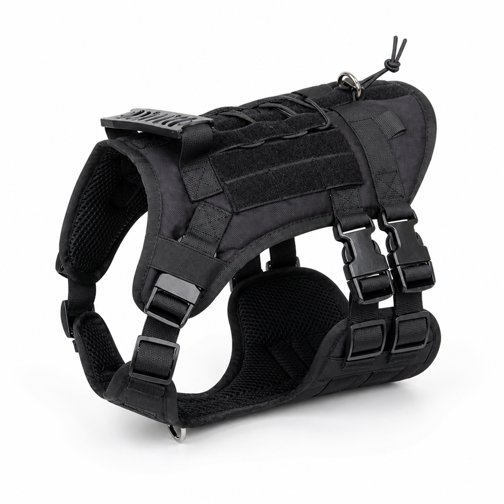 Tactical Dog Harness With Chest Panel And Adjustable Straps