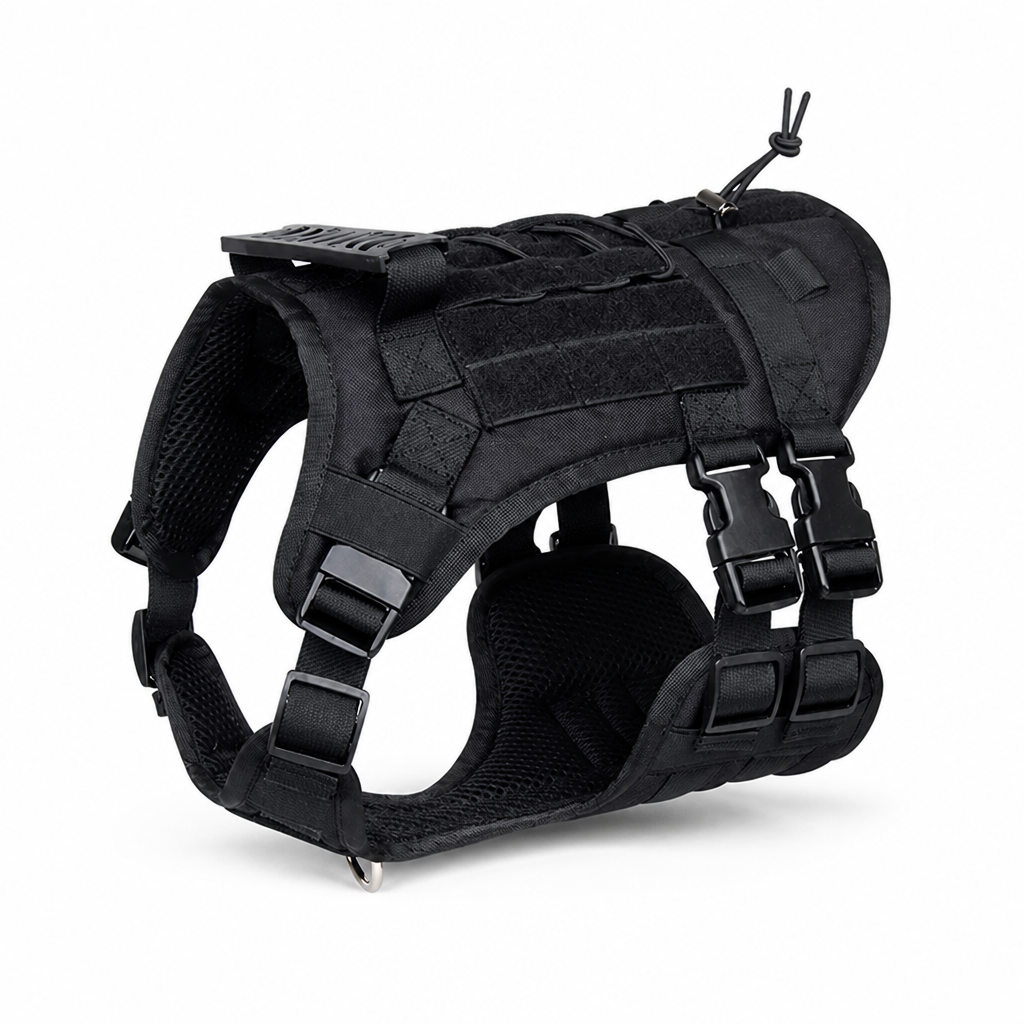Tactical Dog Harness With Chest Panel And Adjustable Straps
