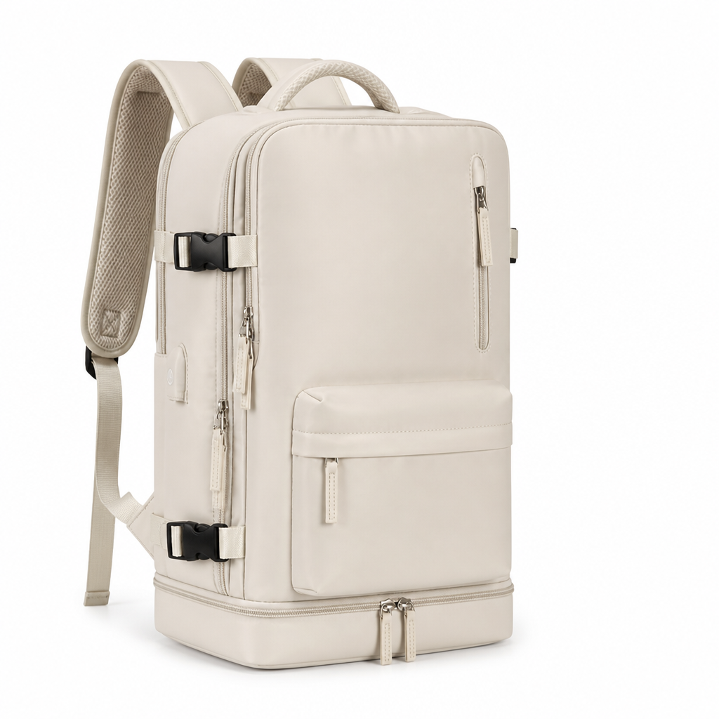 Water-Resistant Travel Backpack With Separate Shoe Compartment