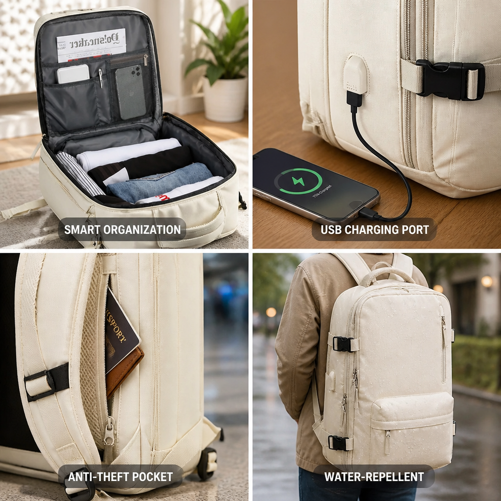 Women's Travel Backpack Water-Repellent Laptop Pocket & Anti-Theft